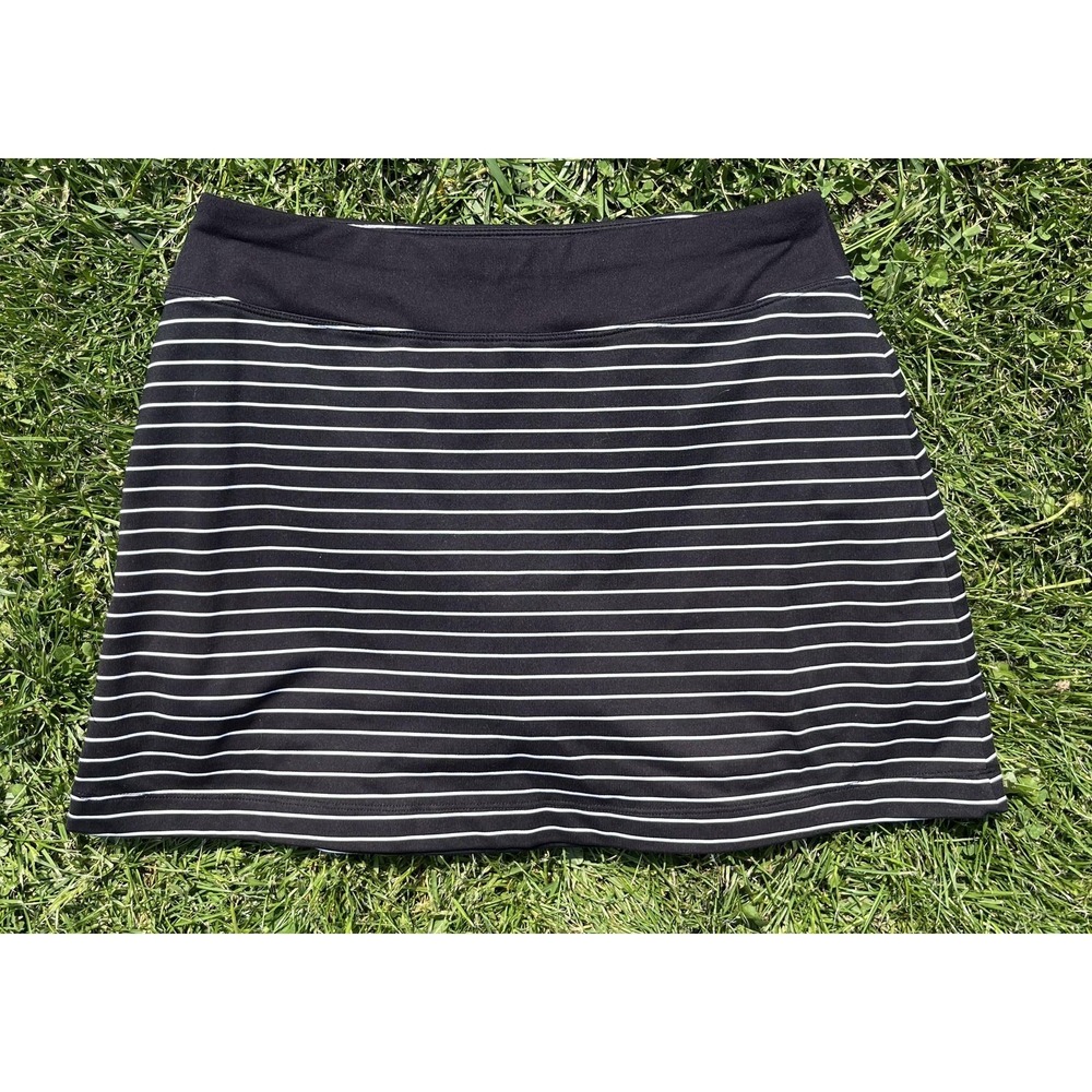 Athleta Skort Womens Small Black White Striped Athletic Running Tennis Stretch
